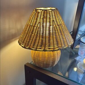 Woven Rattan Table Lamp - Natural Brown
